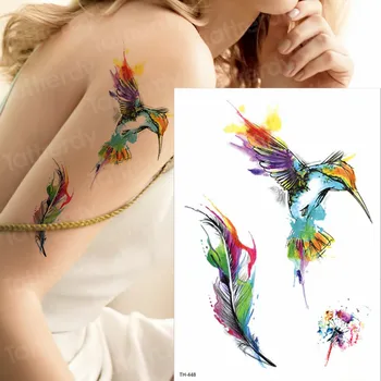 kolibrík tetovanie nálepky nepremokavé dočasné tetovanie dievčatá tetovanie sexy vtákov mandala rukáv tatto páva pierko nálepky rameno