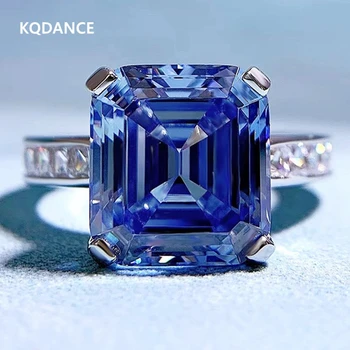 KQDANCE 925 Sterling Silver Emerald Rez Vytvoriť Zafír, Diamant 5 Carat Krúžok S Šedo Modrý Kameň Svadobné Šperky pre Ženy 2022