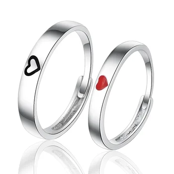 Kórejský Módne Jednoduché Láska Dizajn Otvoriť Pár Prsteň snubný Prsteň Dlhé Vzdialenosti Láska Valentína Darček