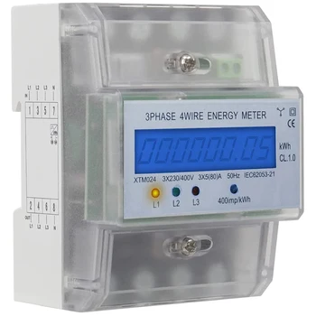 LCD trojfázový Elektromer 3 Fáza 4-Wire Energie Digitálny Merač Elektrickej Energie Meter Presné, Stabilné Ammeter Voltmeter S LCD Displejom