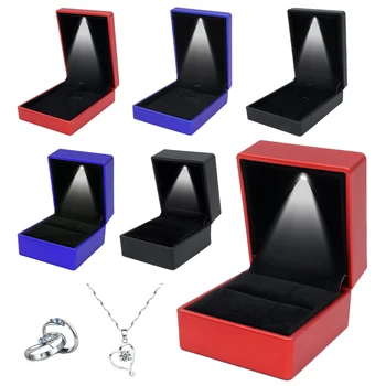 LED Šperky Box Krúžok Box s LED Svetlom Zapojenie Snubné Prstene Prípade Boxy s Príveskom, Náušnice Displej Skladovanie Luxusné Šperky
