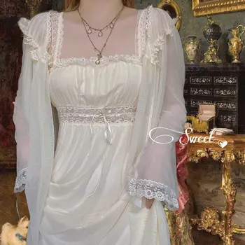 Letné Dámske Princezná Šaty Francúzsky Sleepshirts Vintage Lady Dievčatá Nightgowns Nightdress Royal Štýl Pyžamo Sleepwear