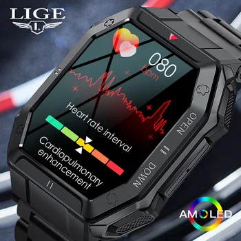 Lige Bluetooth Hovor Luxusné Čierne Oceľové Pásmo Smart Hodinky Pre Mužov Smartwatch Vonku Šport Fitness Hodiny Monitorovanie Srdcovej Frekvencie