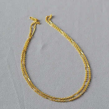 LONDANY náhrdelník francúzsky menšinový retro jednoduché krúžok mosadz dvojité vrstvený náhrdelník dlhý sveter reťazca ženy