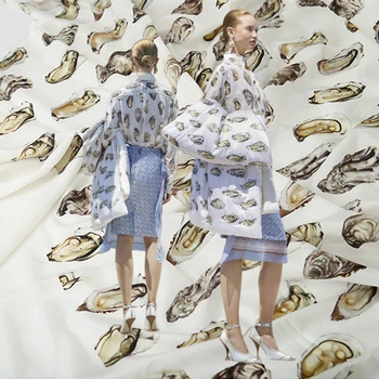 Luxusné Značky Módny Dizajn Textílie Zobraziť Pearl Shell Tlač DIY Seing Oblečenie Polyester Tkaniny, Tkaniny pre Šaty od Meter