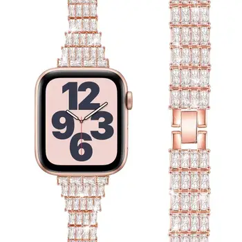 Luxusný Kovový Náramok Pre Apple hodinky 45mm 41mm Ženy Diamond Nerezová Oceľ Remienok Pre iWatch UItra 8 7 6 5 4 SE 44 mm 42mm 40 mm