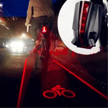 Lúč na Bicykli Logo Vodotesné Zadné Koleso zadné Svetlo 2 Laser+5 LED Červené svetlo 4 Blikajúce Model Noc Bezpečnostné Upozornenie Bicykli Accessorie