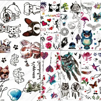 Malé Vtipné Psa Zvierat Dizajn Cartoon Dočasné Tetovanie Pre Deti Detí Body Art Rameno Falošné Nepremokavé Tetovanie Vložiť Papier