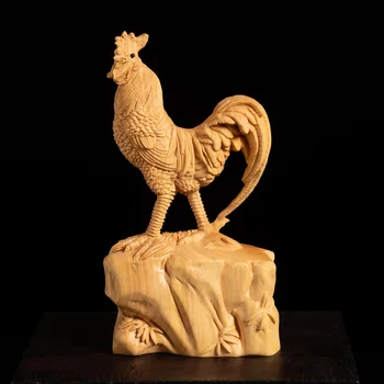 Masívneho Dreva Veľký Kohút Krušpán Čínsky Obývacia Izba Dekorácie, Remeselné Živočíšne Rezbárske Dvanásť Zodiac Chicken