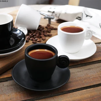Mini 90ml Stručné Čierne Biele Matné Svetlo Horkej Kávy Set Hrnček S Táckou talianske Espresso, Cappuccino Taza Cafe Latte Pohár Tanier