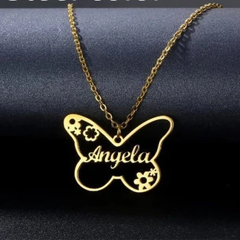 Mini-Svet Prekrásny Motýľ Prívesok na Mieru Názov Náhrdelník z Nehrdzavejúcej Ocele Osobné Šperky Pre Ženy's Darček k Narodeninám