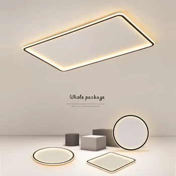 Minimalistický Ultra-tenký Led Moderné Lustre Kruhové Námestie Obývacej Izby, Spálne, Lampy, Osvetlenie Čierna Biela Lesk Stropné Svetlá