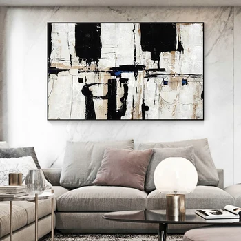Moderné Abstraktné olejomaľba na Plátne Plagáty a Tlačí na Steny Umenie Maľba Sivá Abstraktné Umenie Obrázok pre Obývacia Izba Domova