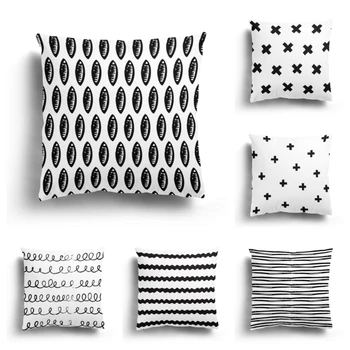 Moderný domov obývacia izba dekorácie obliečka na vankúš sofa kryt 45x45cm vankúš 50x50cm Nordic 60x60 jeseň čierna biela jednoduché