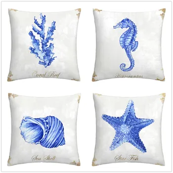 Modrá seahorse coral hviezdice obliečky na vankúš sofa vankúš domáce dekorácie môžu byť prispôsobené pre vás jesenné dekorácie
