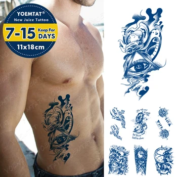 Modrá Trvalé Atrament Šťavy Nepremokavé Dočasné Tetovanie Nálepky Oko Kríž Lebky Sledovať Flash Osobnosti Body Art Falošné Tetovanie Muži Ženy