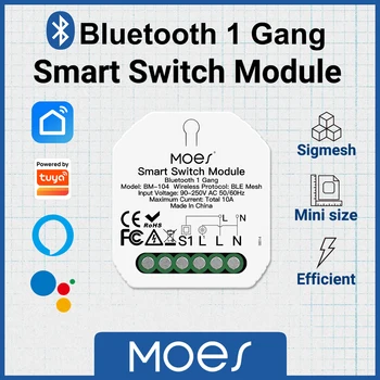 MOES Tuya Smart Bluetooth 1Gang/2 Gang Switch Modul DIY Svetlo Istič Inteligentný Život APP riadenie,Práca s Alexa Google Domov,1/2Way