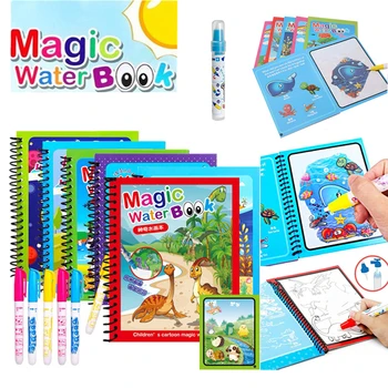 Montessori Hračky Opakovane Sfarbenie Kniha Magické Vody Kreslenie Knihy Zmyslové Raného Vzdelávania Hračky pre Deti Darček k Narodeninám