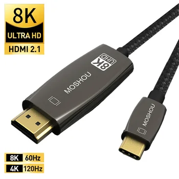 MOSHOU USB C, HDMI 8K 60Hz 4K 120Hz Kábel USB Typ C pre Adaptér HDMI USB-C HDMI Thunderbolt 3 Converter pre Macbook Samsung