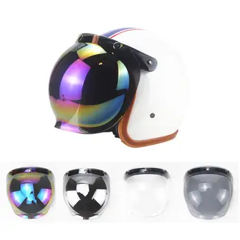 Motocyklové Prilby Objektív 3-tlačidlo, PC Retro Farebné Anti-glare Bublina Štít Objektív S Rámom pre Prilieb Príslušenstvo