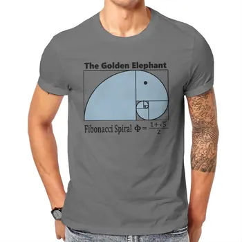 Muži Zábavná Matematika Fibonacciho Špirála T Shirt Zlaté Slon Bavlnené Oblečenie Vtipné Krátke Sleeve Tee Tričko 4XL 5XL 6XL T-Shirts