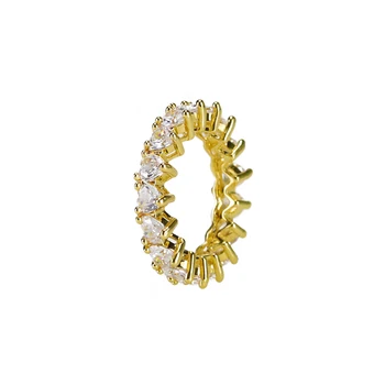 Móda strieborno Zlatú Farbu Žien krúžok Cubic Zirconia Srdci Crystal Zapojenie Prst Strany, Snubné Prstene, Šperky pre ženy