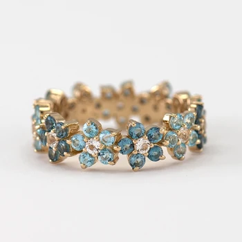 Módne Luxusné Modré Crystal Zásnubné Prstene pre Ženy, Svadobné Vyhlásenie, Šperky, Doplnky Roztomilý Cubic Zirconia Kvet Krúžky