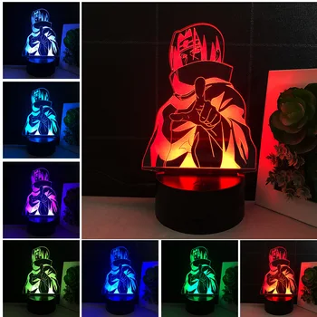 Naruto 3D Farebné LED Nočné Svetlo Akatsuki Uchiha Itachi Sasuke stolná Lampa Anime Akcie Obrázok Hračka pre Deti detský Vianočný Darček
