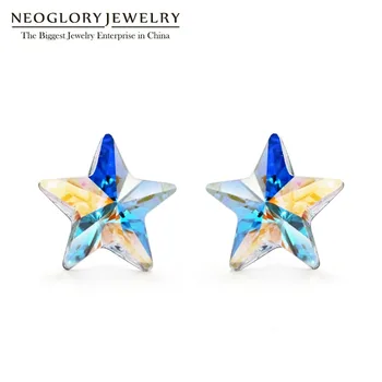 Neoglory Značky Šperky Shinning Star Crystal Stud Náušnice Striebro 925 pre Ženy Ozdobené Kryštálmi Od Swarovski Darček