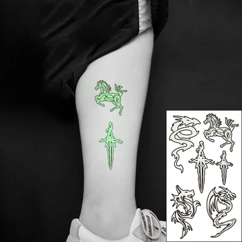 Nepremokavé Dočasné Svetelný Tetovanie Nálepka Drak, Kôň Zviera Meč Flash Tetovanie Falošné Tatto pre Deti, Ženy, Muži