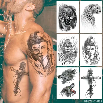 Nepremokavé Dočasné Tetovanie Nálepky Goku Polovicu Tváre Budhu Kríž Fox Klaun Kvet Arm Tattoo Nálepky Muži Ženy Flash Falošné Tetovanie