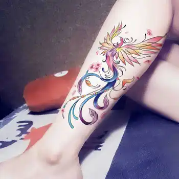 Nepremokavé Dočasné Tetovanie Nálepky phoenix Flash Tatto Ženy Black Geometrické Body Art Falošné Tetovanie späť