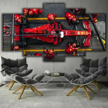 Nie Zarámované Plátno 5 ks F1 Ferrari Charles Leclerc Pretekárske Auto Wall Art Plagáty Domova Príslušenstvo Izba Dekorácie, Obrazy