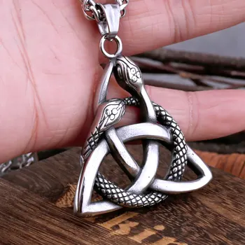 Nordic Viking Trojice Symbol Náhrdelník Mužov z Nehrdzavejúcej Ocele Ouroboros Amulet Prívesok Náhrdelník Módne Hip Hop, Punk Šperky Darček
