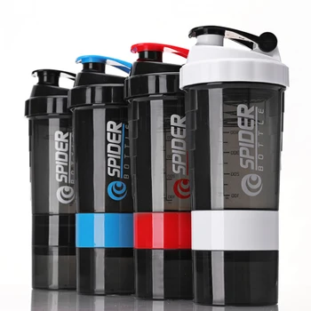 Nová Športová Gym Prášok Shaker Fľaša Vody Pre Mužov BPA Free Bielkovín Trepačke Fľaše 3 Vrstvy Veľkú Kapacitu, Plastové Miešanie Poháre