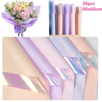 Nové 20pcs Laser Rainbow Farba Nepremokavé Kvet, Baliaci papier, Kytice Balenie Dodávok Darčekové Balenie Plavidlá Tissue Papiera