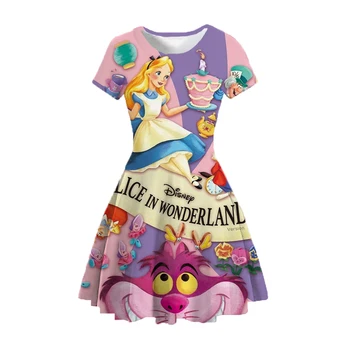 Nové Alice v krajine Zázrakov, detské Oblečenie Disney Cosplayer Tlačiť Bežné Cartoon Športu Detí Princezná Šaty 1-12 Rokov