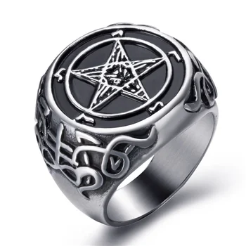 Nový človek krúžok Pentagram baphomet koza síry Leviathan kríž Satan Diabol symbol Krúžok Šperky