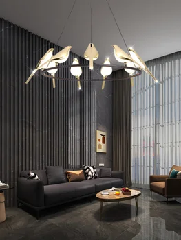 Obývacia izba jedáleň LED luster zlaté straka vták domáce dekorácie stmievateľné lampa Nordic lampa priamy predaj lampy
