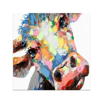 Olej Obrazy Ručne Maľované Plátno Zvierat Moderných Domov Farebné Steny Krava Kawaii Dekor Maľovanie Dieťa Dospievajúce Dieťa Spálne Dekorácie Umenie