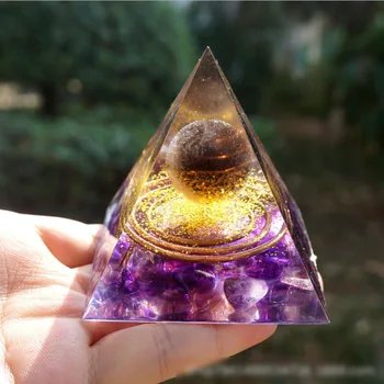 Orgonite Energie Pyramídy Prírodné Kamene, Ručne vyrábané 60 mm Ametyst Crystal Oblasti S Ametyst Prírodné Cristal Kameň Energy Healing