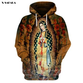 Originál Guadalupe Panny Márie 3D Vytlačené Hoodie Muž Žena Outwear Mikina na Zips Bežné Jersey Q1-13 Pulóver Bezec 