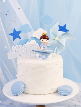 Papierové Lietadlo Cake Decoration Chlapec Dievča Astronaut Mäkké Keramiky Cloud Vlasy Loptu Tortu Pečenie Detí, Narodeniny Tortu Vyzdobiť