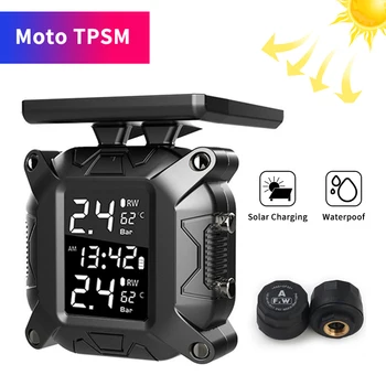 PECHAM Motocykel TPMS Solárny Motor Pneumatiky, Systém Monitorovania Tlaku v Solárnych Plnenie Pneumatík Teplotný Alarm Motos Externých Snímačov