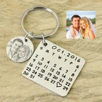Personalizovaný Kalendár Keychains Vlastné Fotografie Keychain Svadobné Zdvorilosti Keychains Valentína Darček Uložiť Dátum Pár Kľúčov