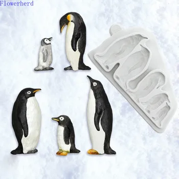 Pečenie Nástroje Roztomilý Antarktída Penguin Tvar Čokoláda Formy Fondant Tortu Silikónové Silikónové Formy Pečenie Kremíka Formy Tortu Dekoroch