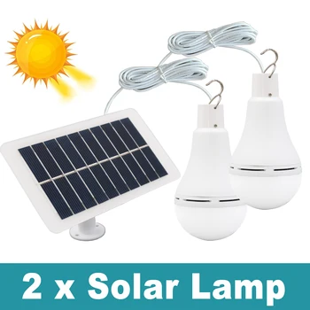 Pobočka 2 ks X 5 w 7W 9W 12W Slnečné Svetlo LED Vonkajšie Poplatok Žiarovka Visí Dvore je Záhradné Solárne Led Camping Lampa v Interiéri