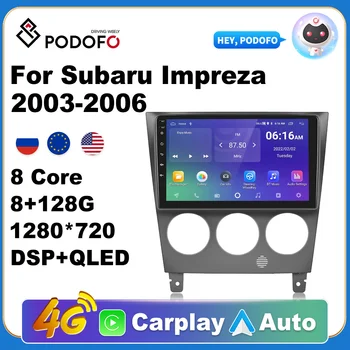 Podofo Android 10.1 Auto Rádio Multimediálny Prehrávač Videa Pre Subaru Impreza 2003-2006 GPS CarPlay Auto WiFi, BT audio 2 DIN DSP