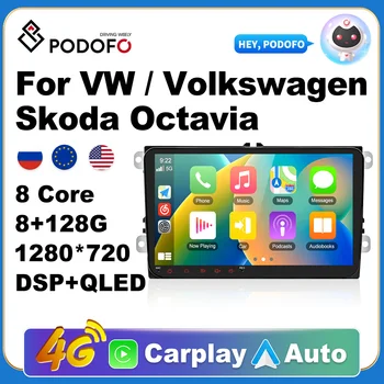 Podofo Auto Android CarPlay Rádio Multimediálny Prehrávač Pre Volkswagen VW Passat/Golf/Polo/Tiguan/Skoda 2 Din Autoradio Video