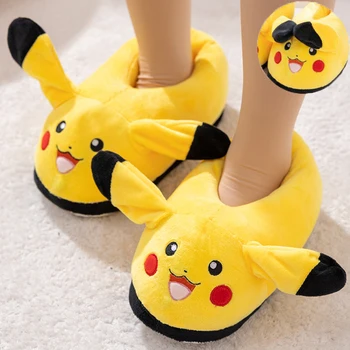 Pokémon Pikachu Kawaii Anime, Komiksu, Plyšové Pohybujú ucho Papuče zime Krytý teplé sandále Poschodí topánky vtipný darček k Narodeninám